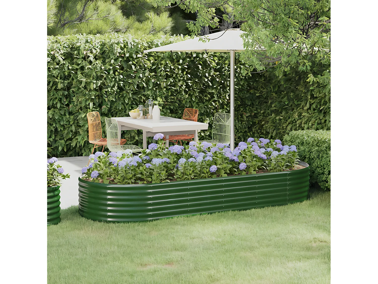 Jardinière de jardin Acier enduit de poudre 249x100x36 Vert