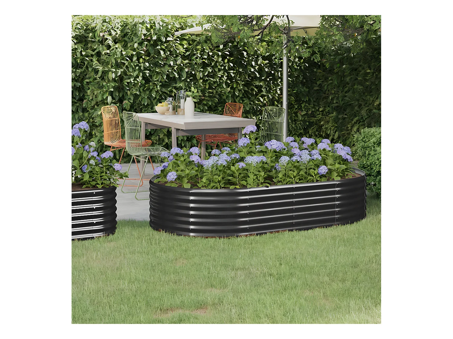 Jardinière Acier enduit de poudre 175x100x36 Anthracite