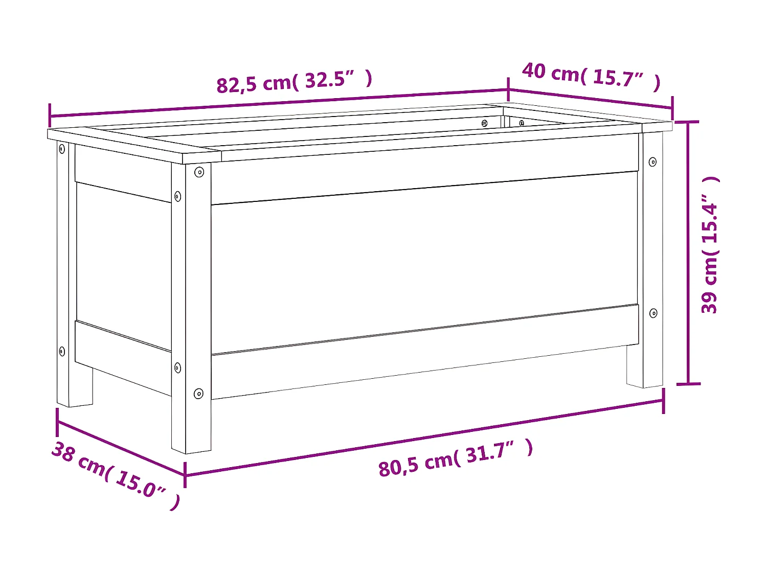 Jardinière 82,5x40x39 bois massif douglas
