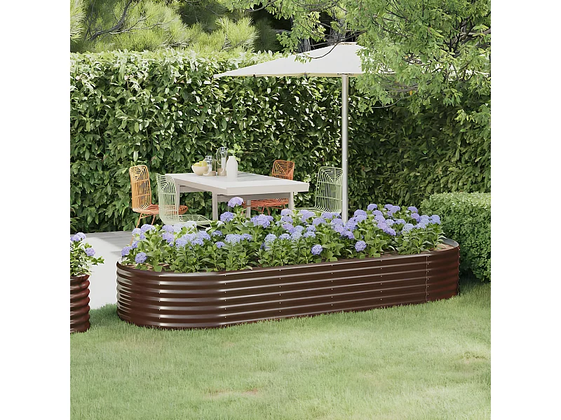 Jardinière de jardin Acier enduit de poudre 249x100x36 Marron