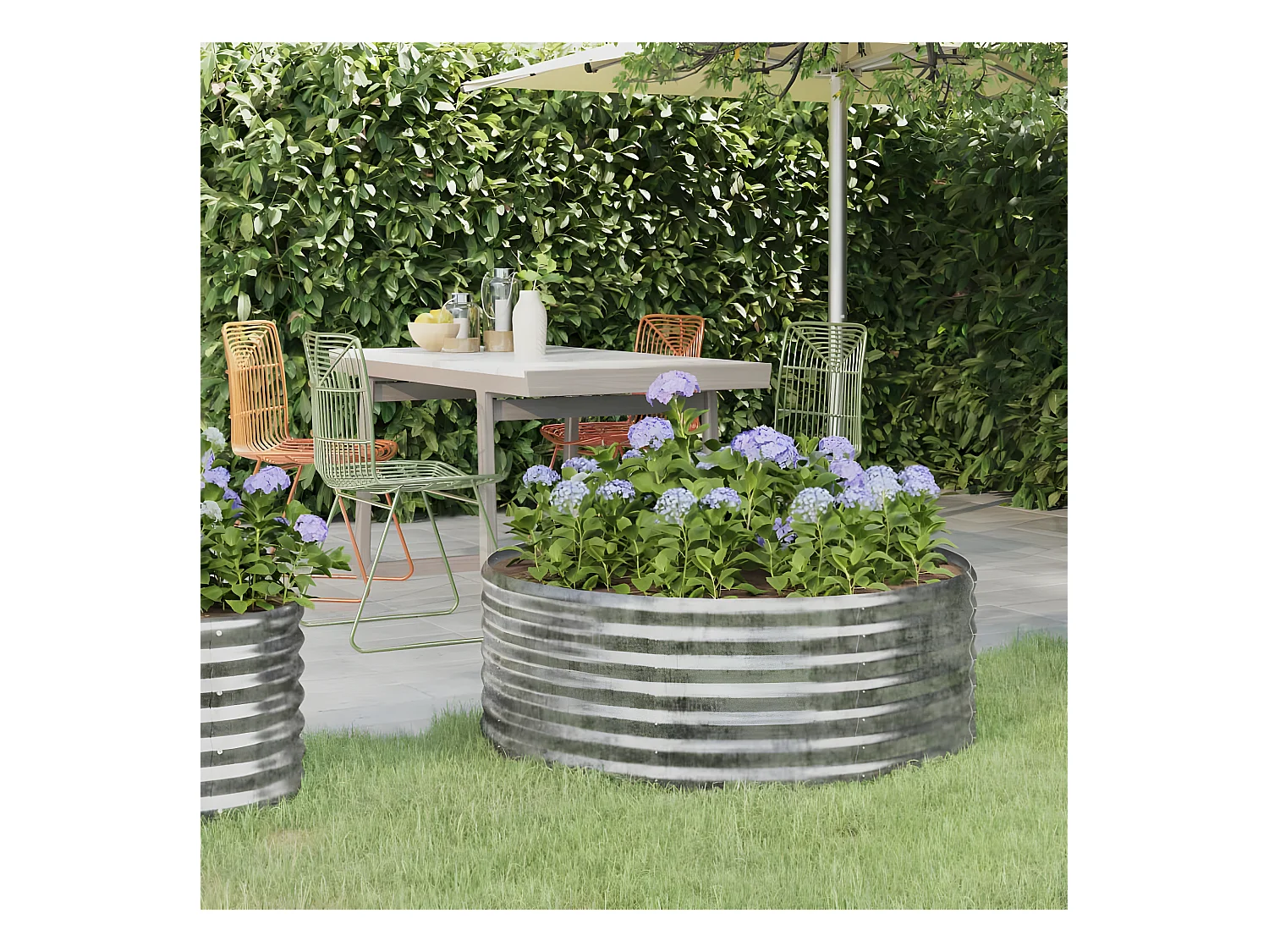 Jardinière de jardin Acier enduit de poudre100x100x36 Argenté