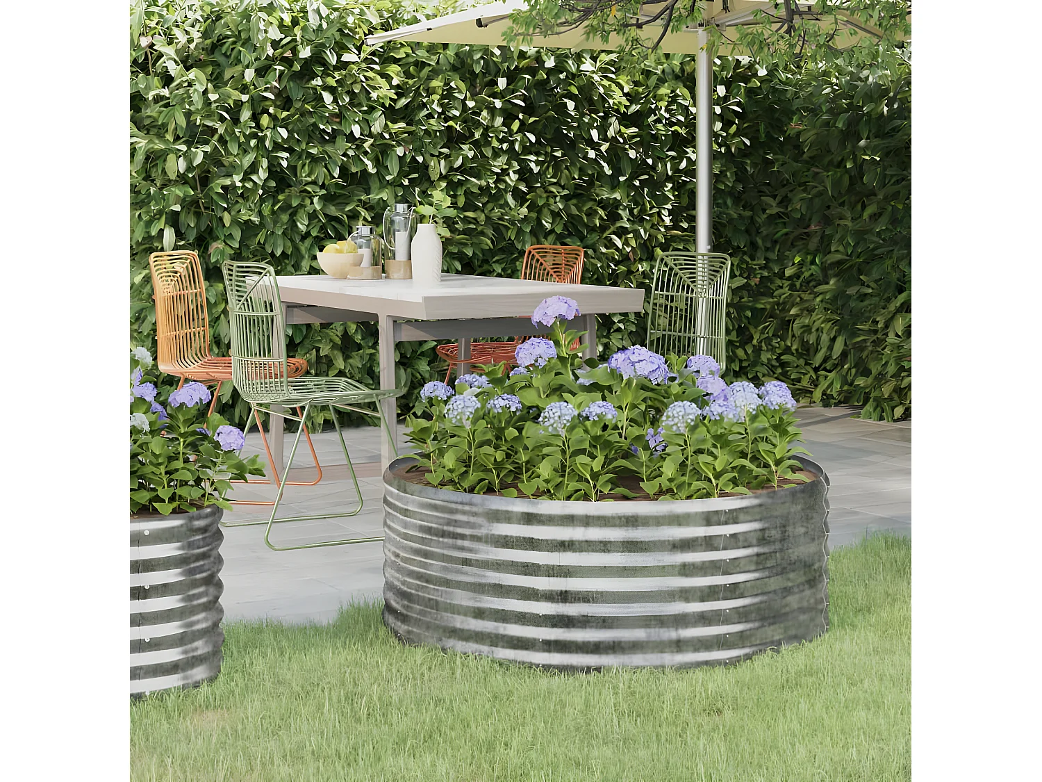 Jardinière de jardin Acier enduit de poudre100x100x36 Argenté