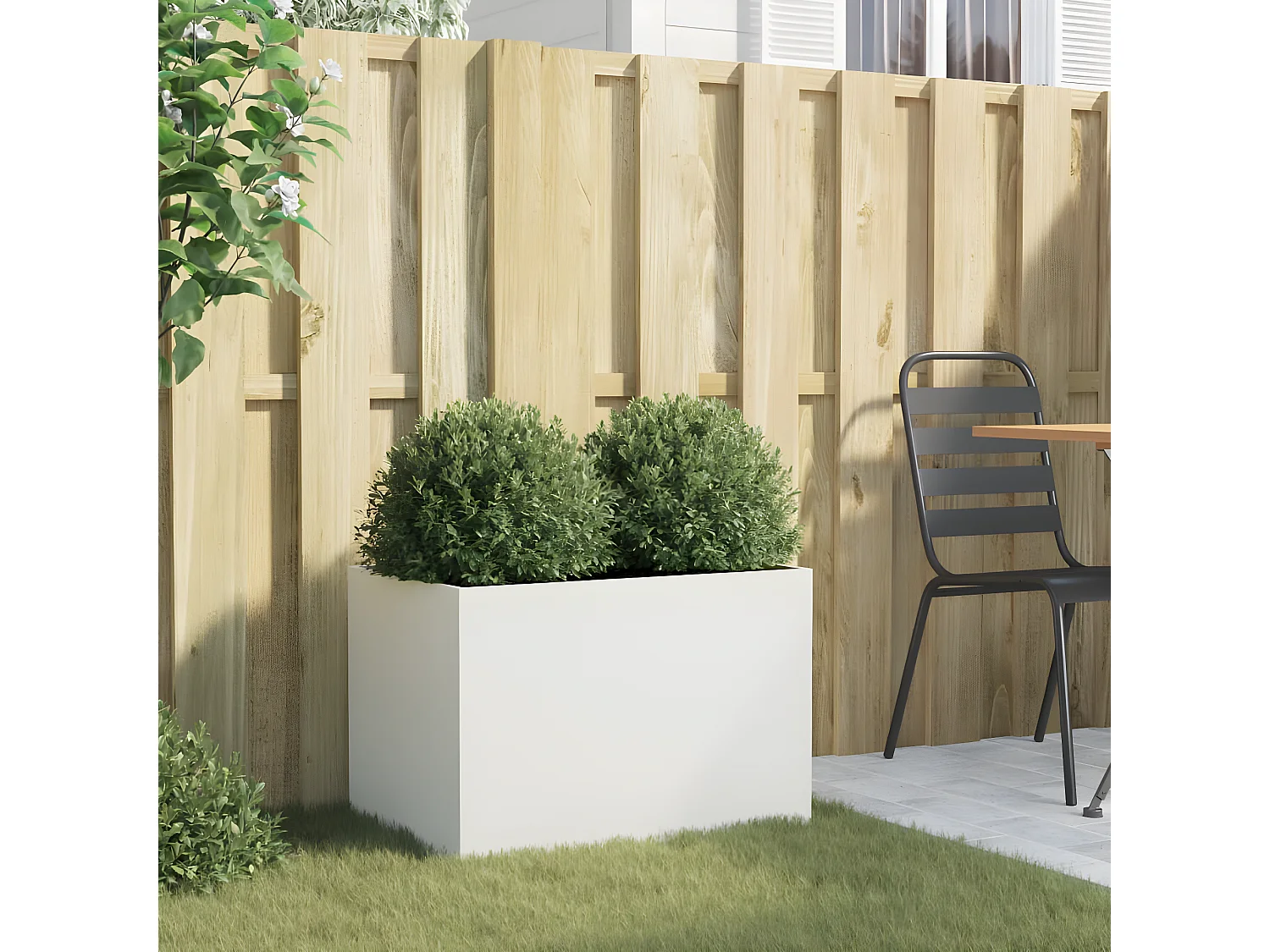 Jardinière blanc 62x40x39 acier laminé à froid