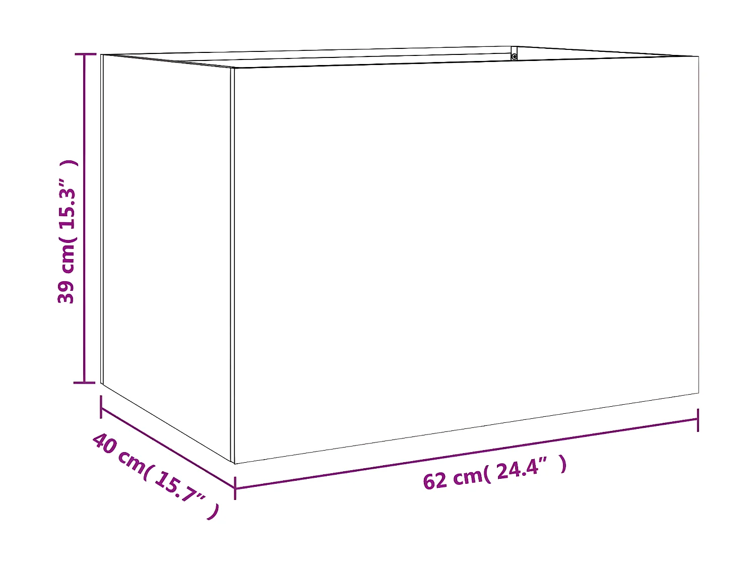Jardinière blanc 62x40x39 acier laminé à froid