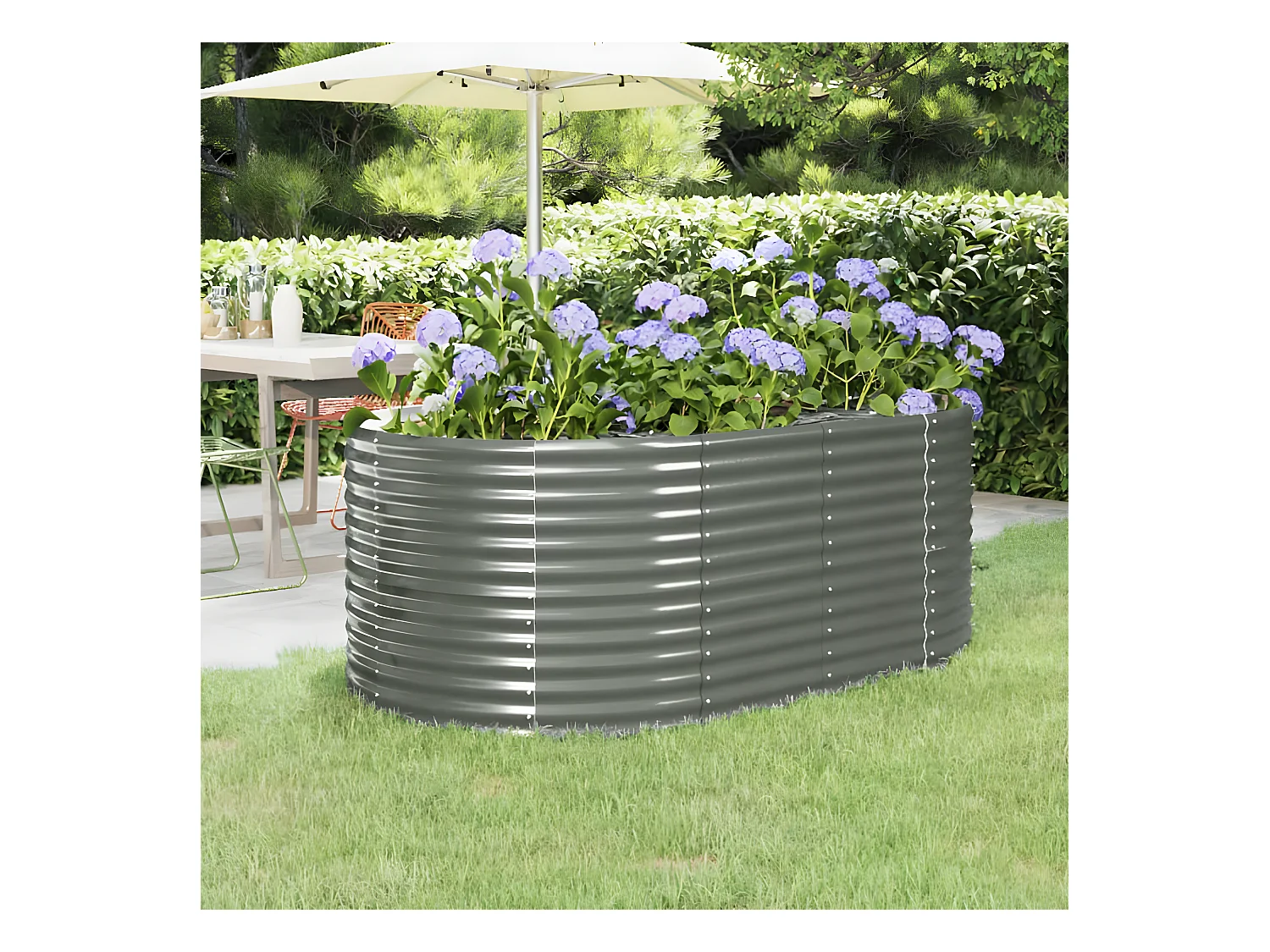 Jardinière Acier enduit de poudre 175x100x68 gris