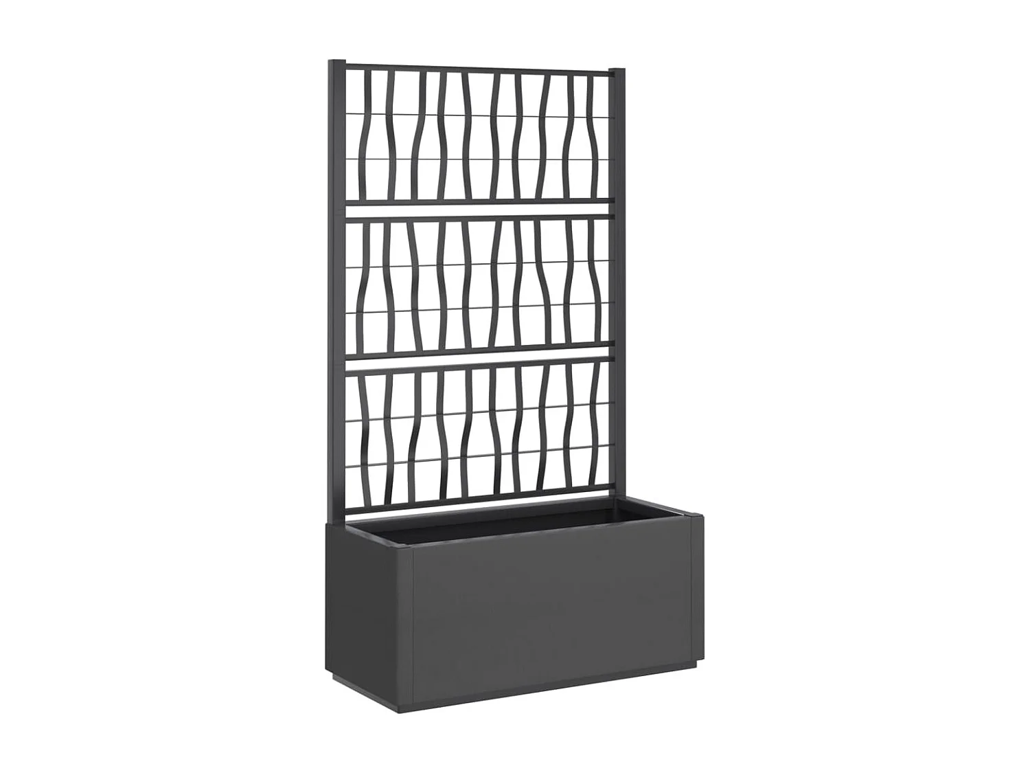 Jardinière avec treillis gris foncé 80x36x140 PP