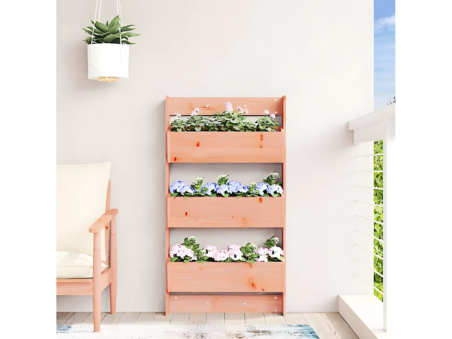 Jardinière murale 3 niveaux 60x18,5x110 bois douglas massif