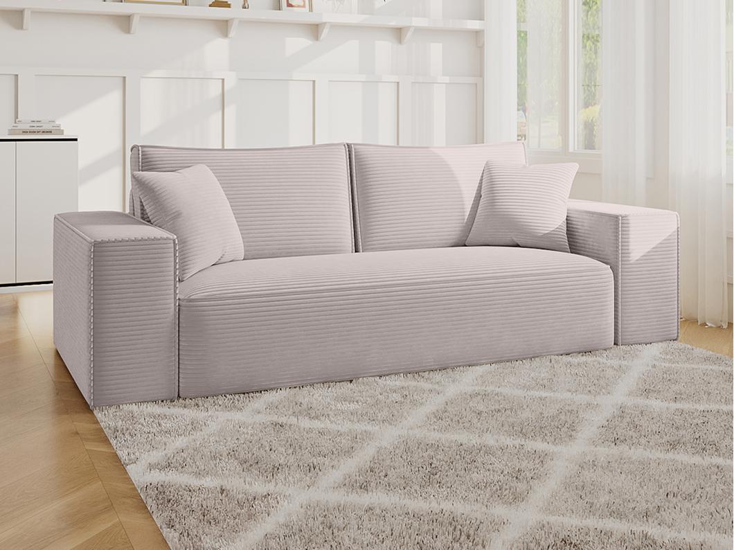 Schlafsofa mit Matratze 4-Sitzer - Liegefläche 160 cm - Matratze 13 cm - Cord - Beige - AMELIA II