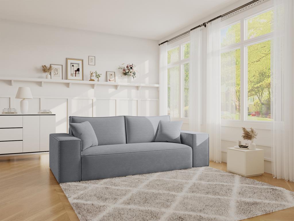 Schlafsofa mit Matratze 3-Sitzer - Cord - Grau - Liegefläche 140 cm - Matra günstig online kaufen