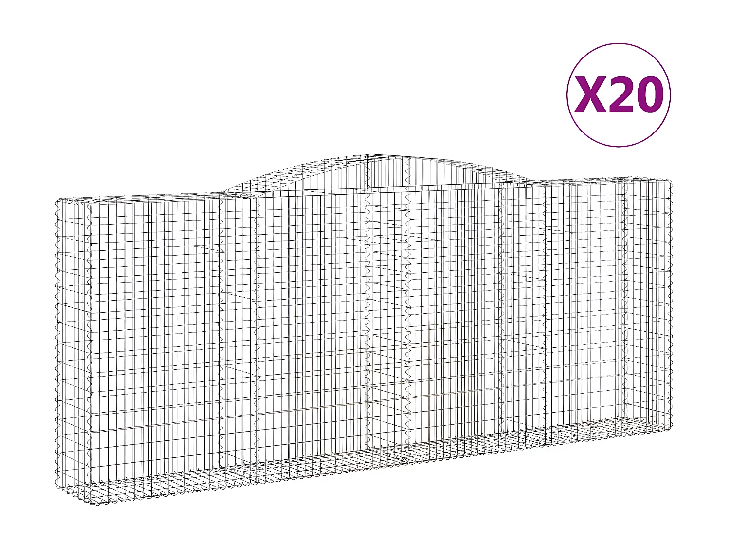 Paniers à gabions arqués 20 pièces 400x50x160/180 cm fer galvanisé