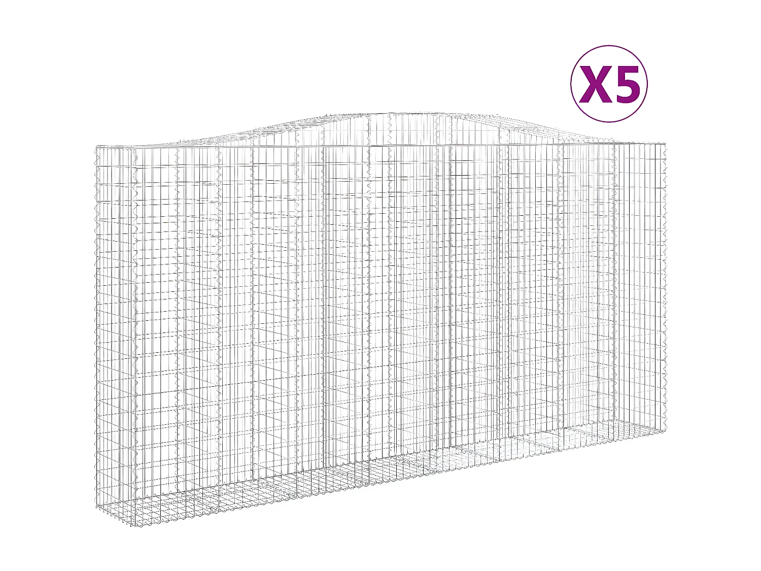 Paniers à gabions arqués 5 pièces 400x50x200/220 cm Fer galvanisé