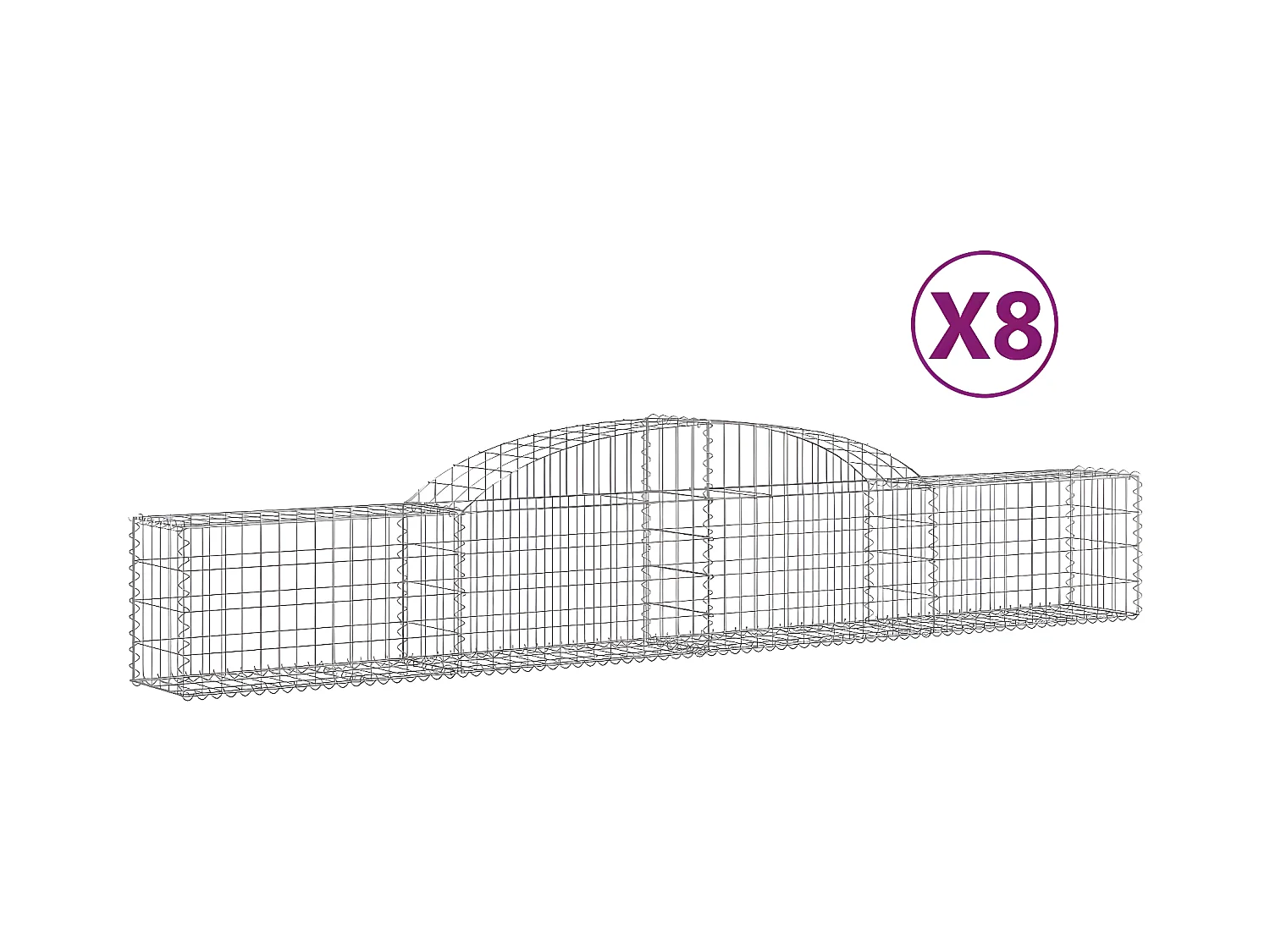 Paniers à gabions arqués 8 pièces 300x30x40/60 cm fer galvanisé