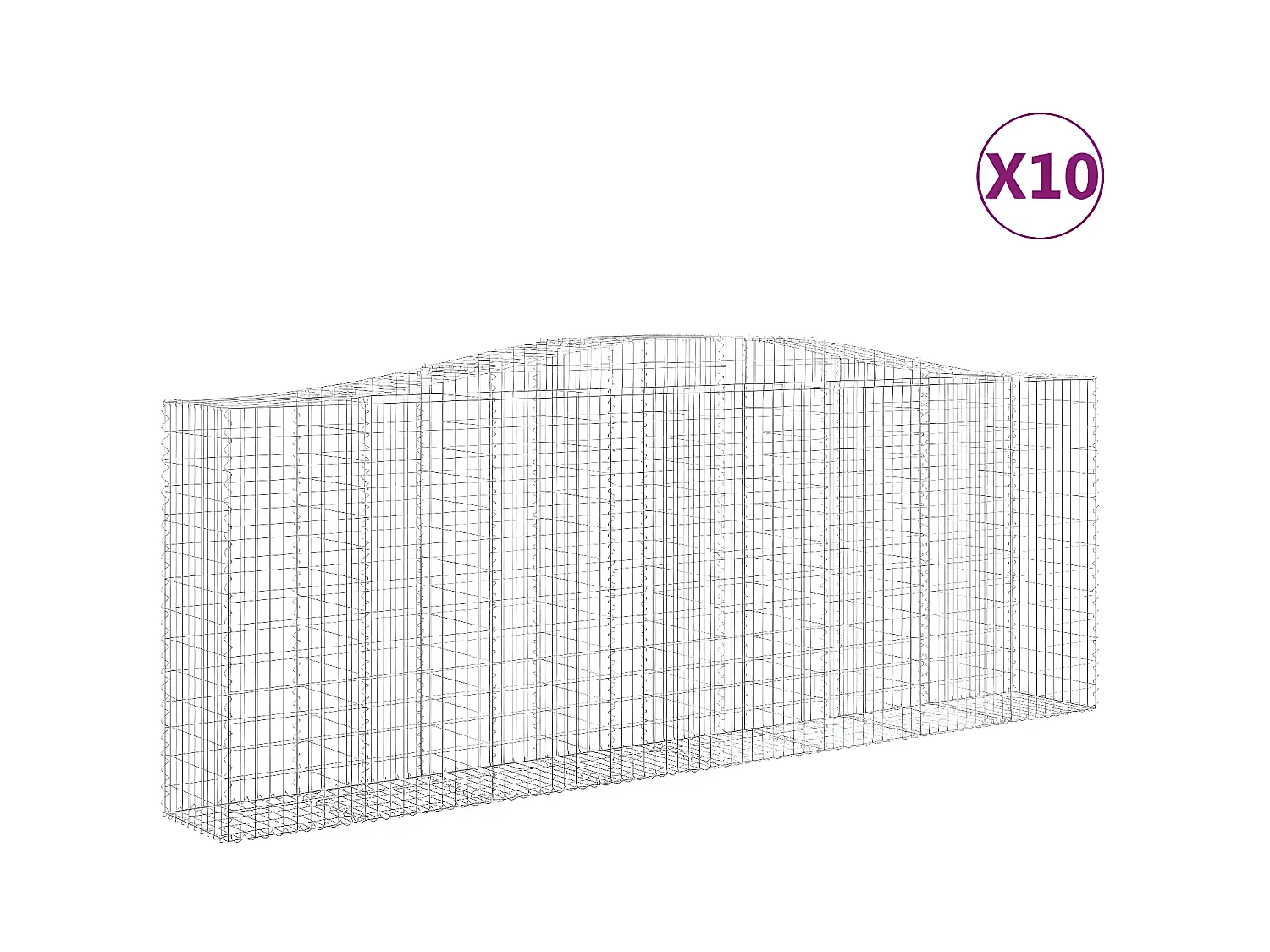 Schanskorven 10 stukkengewelfd 400x50x140/160 cm ijzer