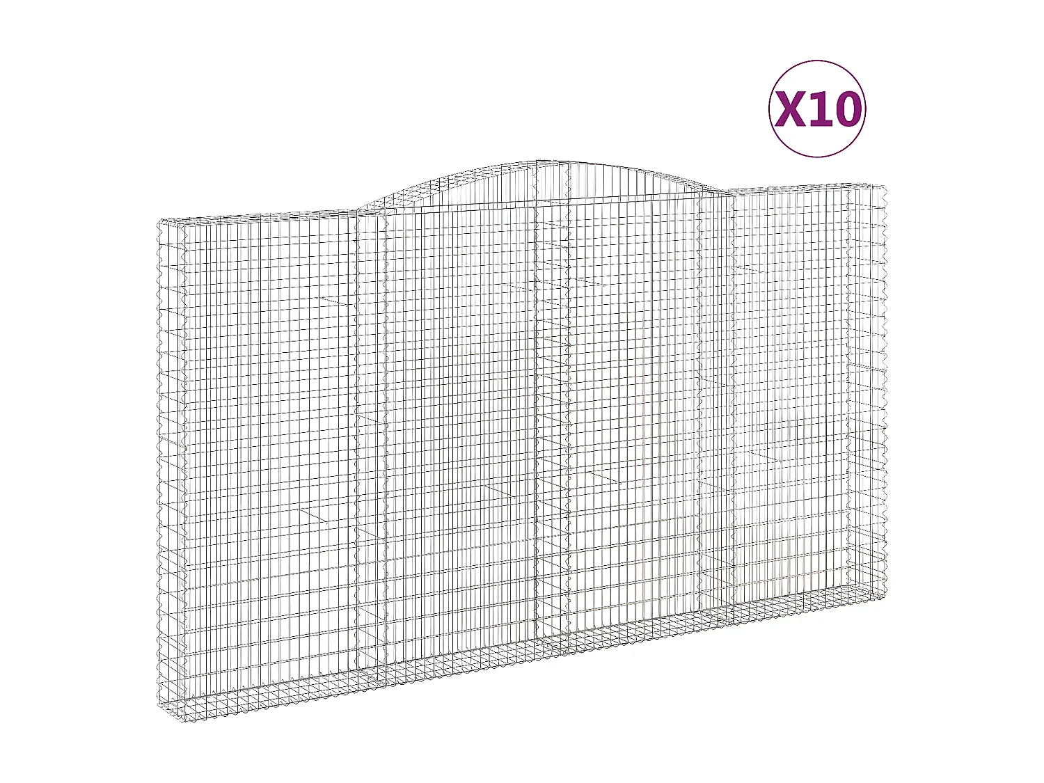 Paniers à gabions arqués 10 pièces 400x30x220/240 cm Fer galvanisé