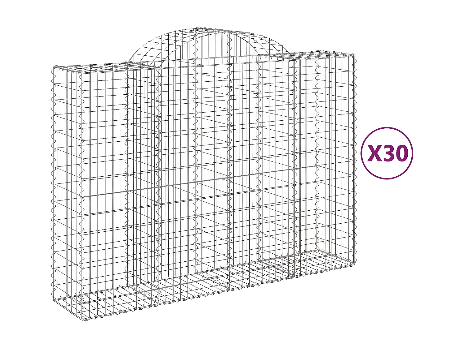 Paniers à gabions arqués 30 pièces 200x50x140/160 cm Fer galvanisé