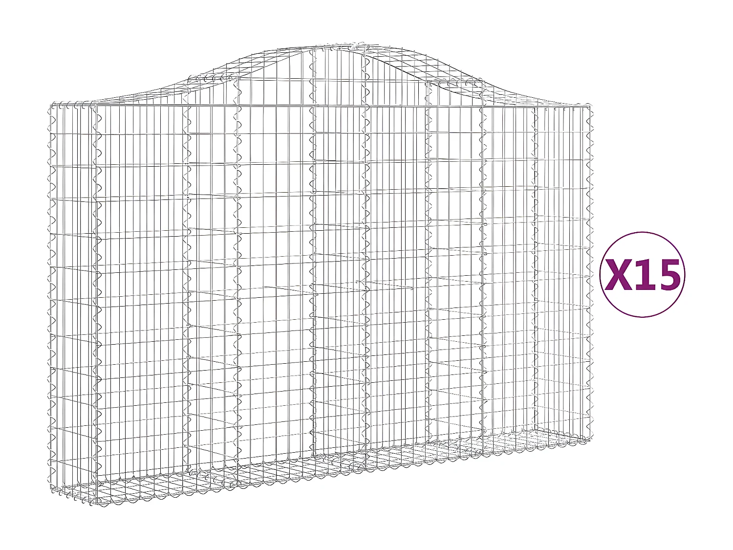 Cestas gaviones 15 unidades forma de arco hierro 200x30x120/140 cm