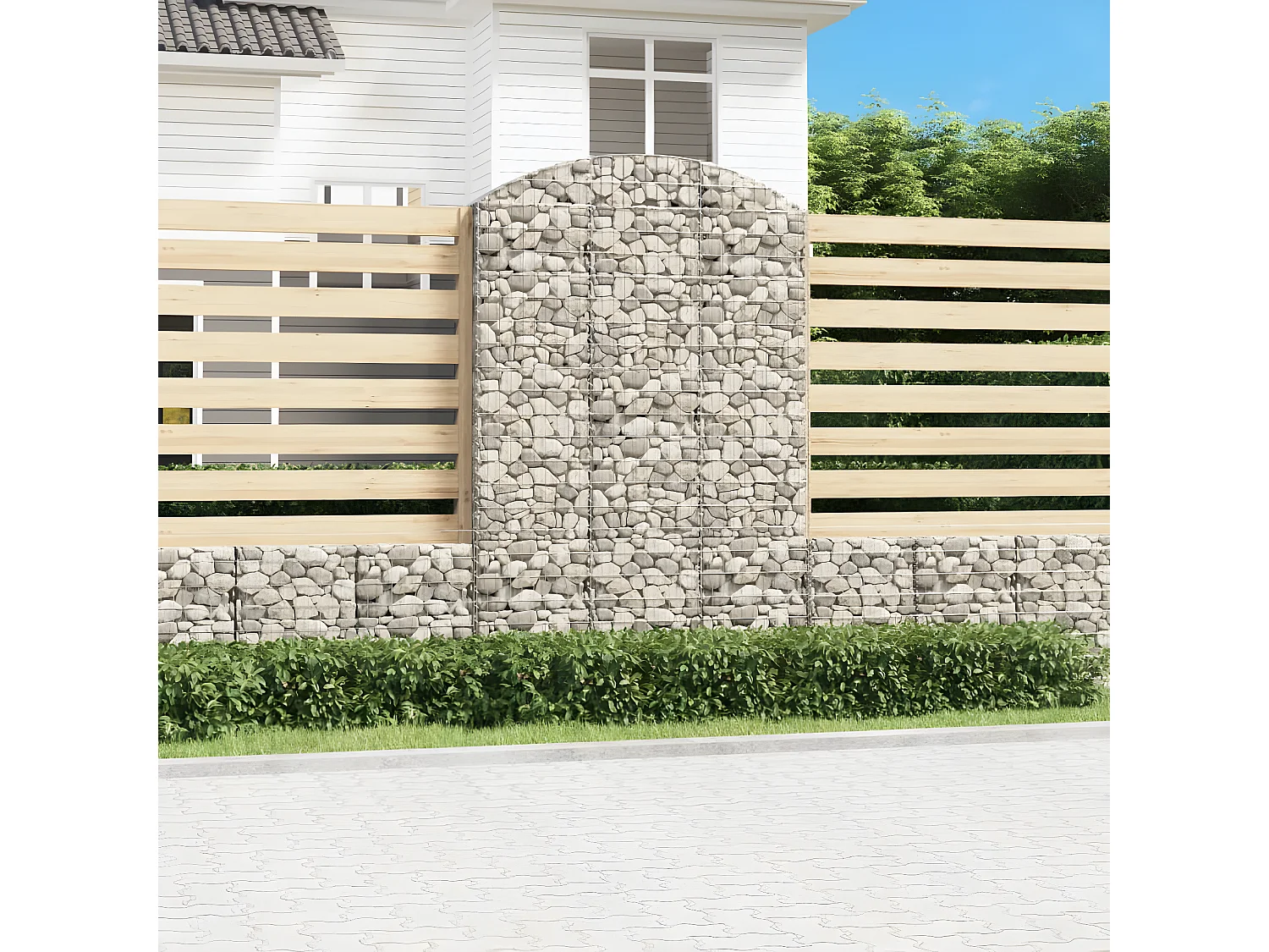 Panier de gabions arqué 150x30x220/240 cm Fer galvanisé