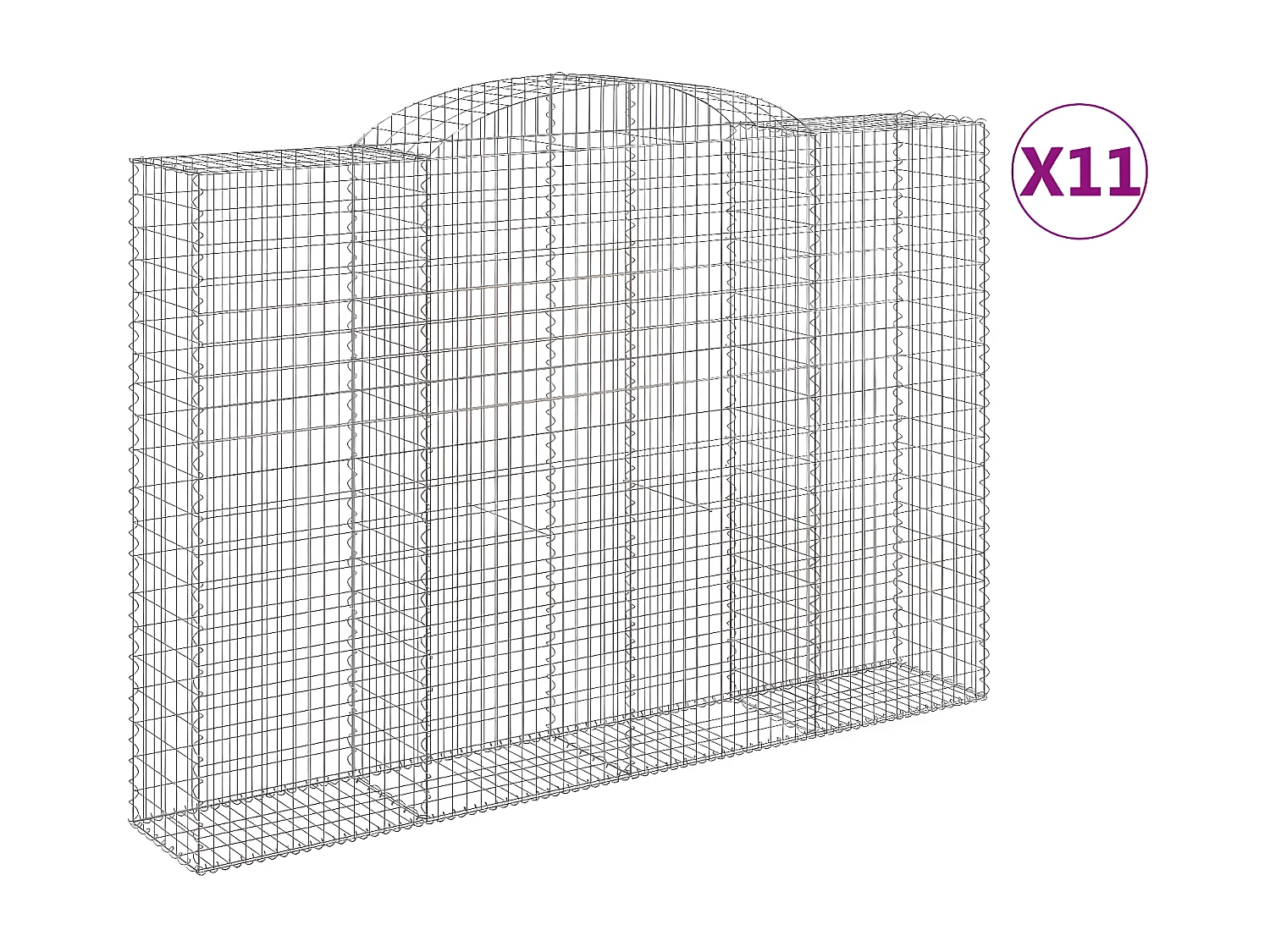 Paniers à gabions arqués 11 pièces 300x50x200/220 cm Fer galvanisé