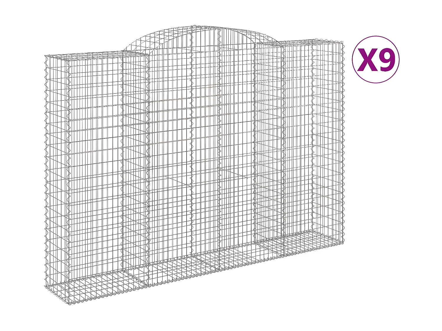Paniers à gabions arqués 9 pièces 300x50x200/220 cm Fer galvanisé