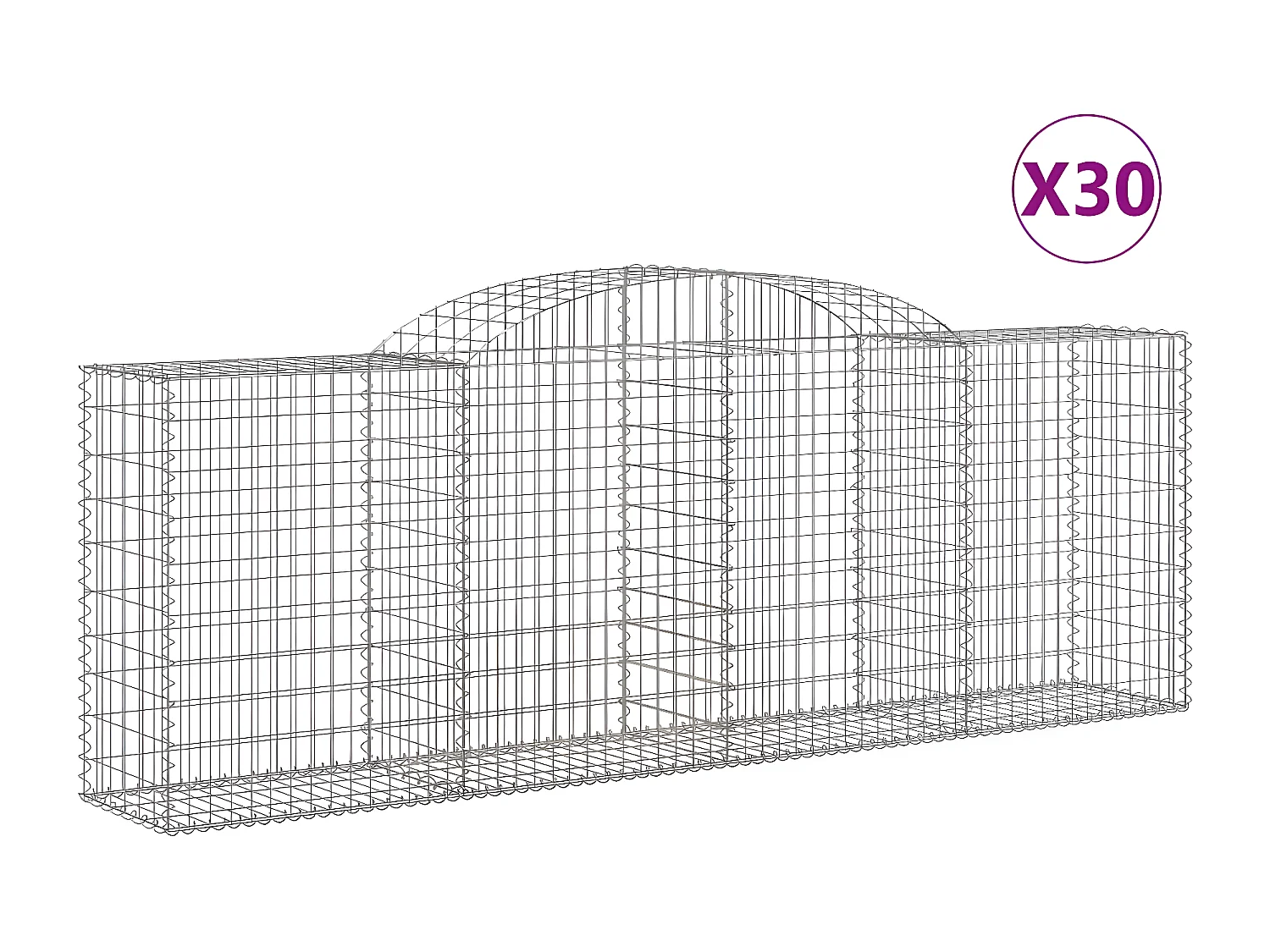 Cestos gabião arqueados 30 peças 300x50x100/120 ferro galvanizado