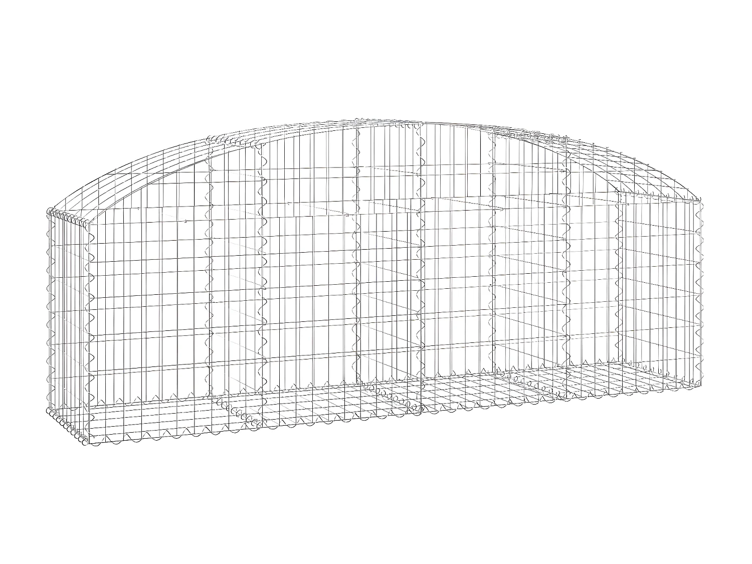 Cesto gabião arqueado 200x50x60/80 cm ferro galvanizado