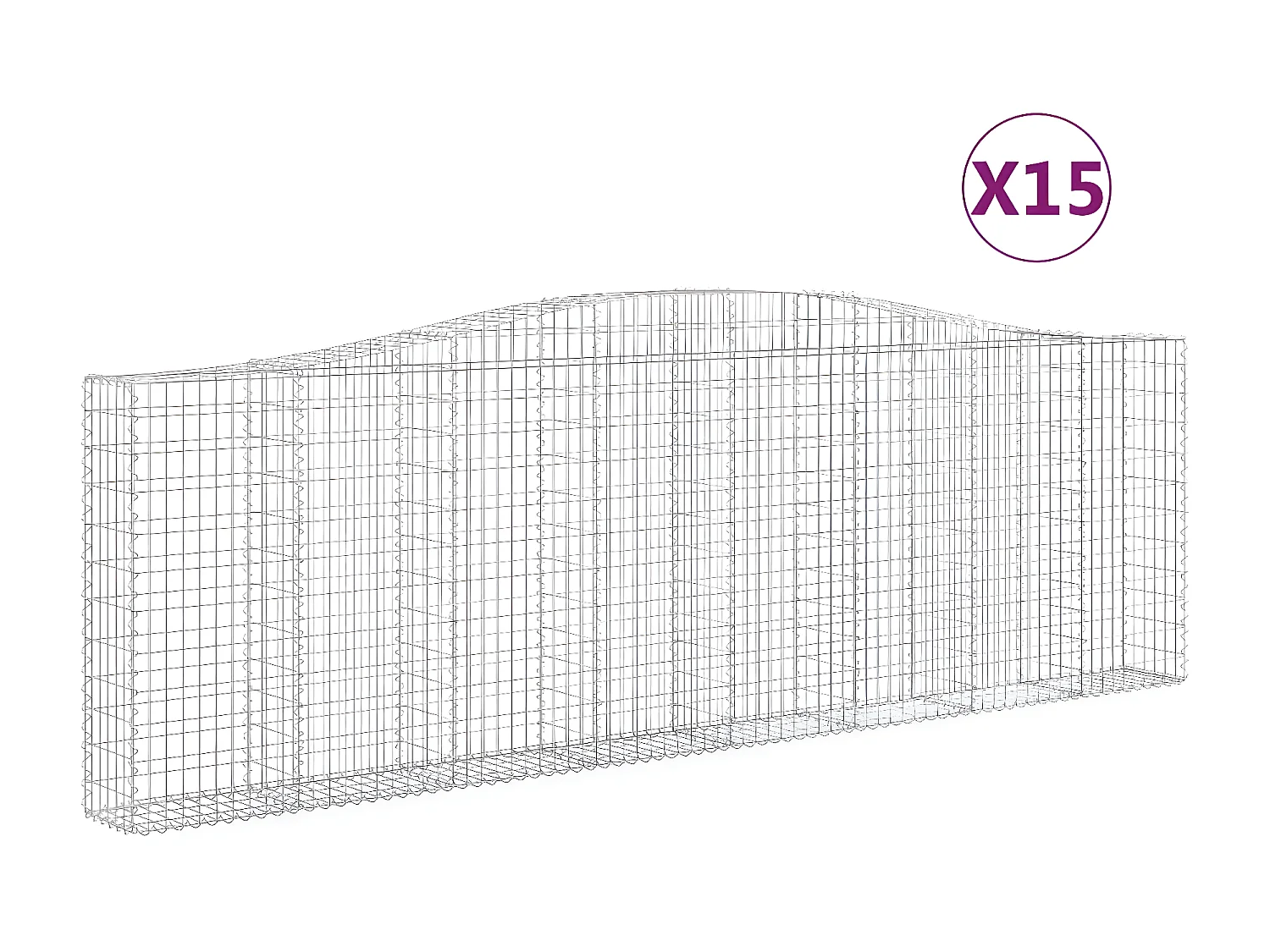 Paniers à gabions arqués 15 pièces 400x30x120/140 cm Fer galvanisé