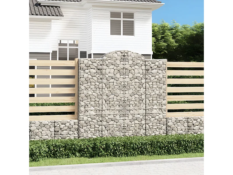 Paniers à gabions arqués 6 pièces 200x50x200/220 cm Fer galvanisé
