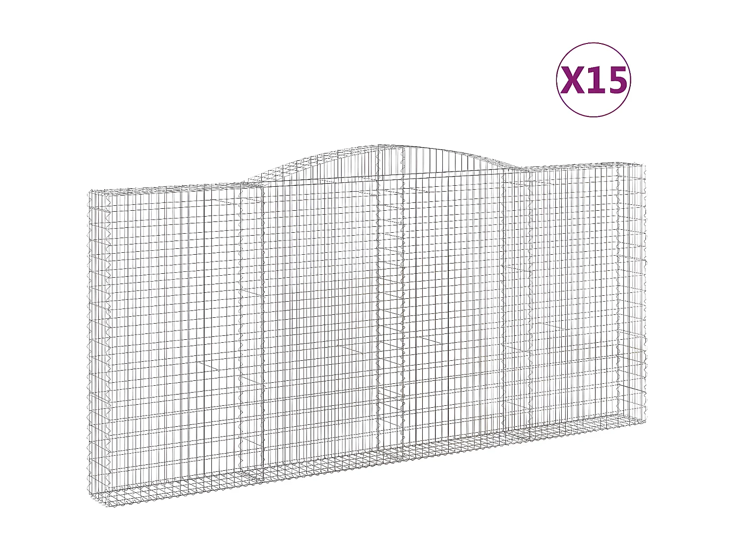 Paniers à gabions arqués 15 pièces 400x30x180/200 cm Fer galvanisé