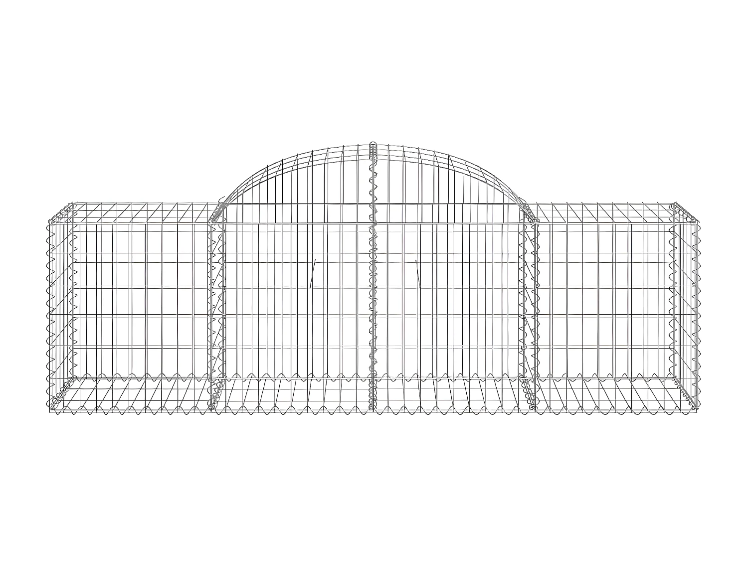 Cesta de gaviones forma arco hierro galvanizado 200x50x60/80 cm