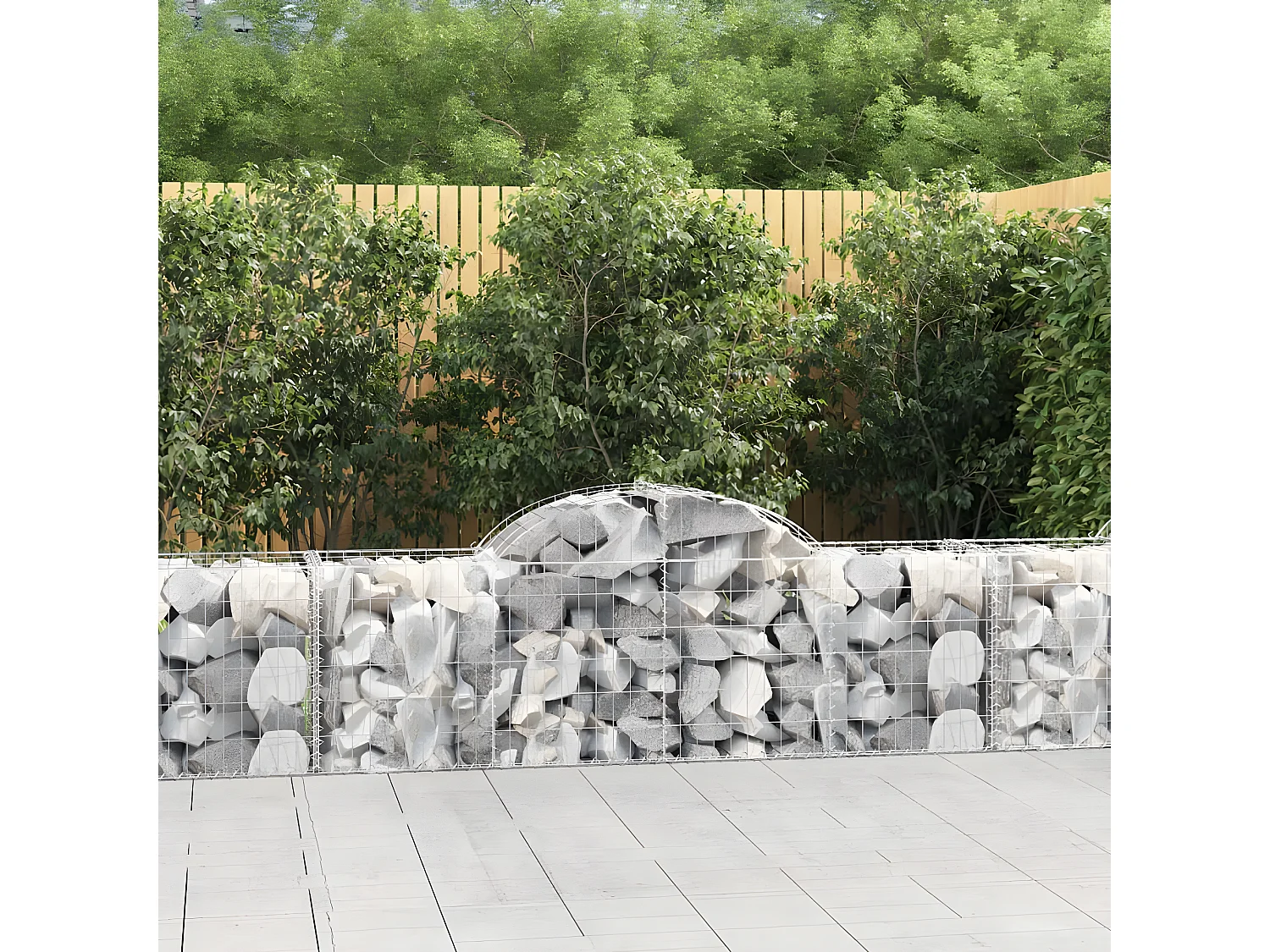 Cesta de gaviones forma arco hierro galvanizado 200x50x60/80 cm