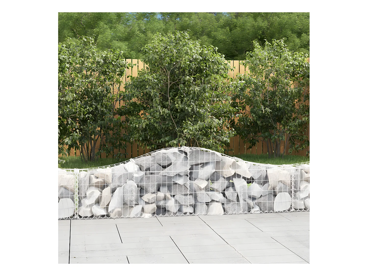 Cesta de gaviones forma arco hierro galvanizado 200x30x40/60 cm