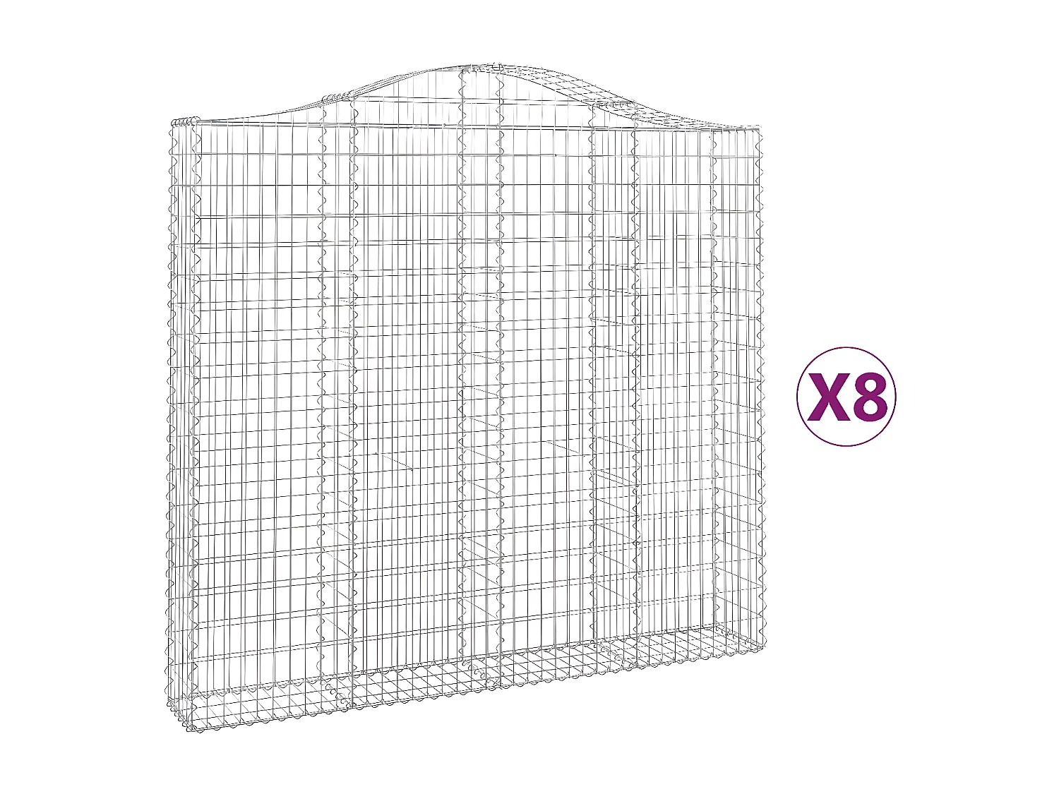 Paniers à gabions arqués 8 pièces 200x30x180/200 cm Fer galvanisé