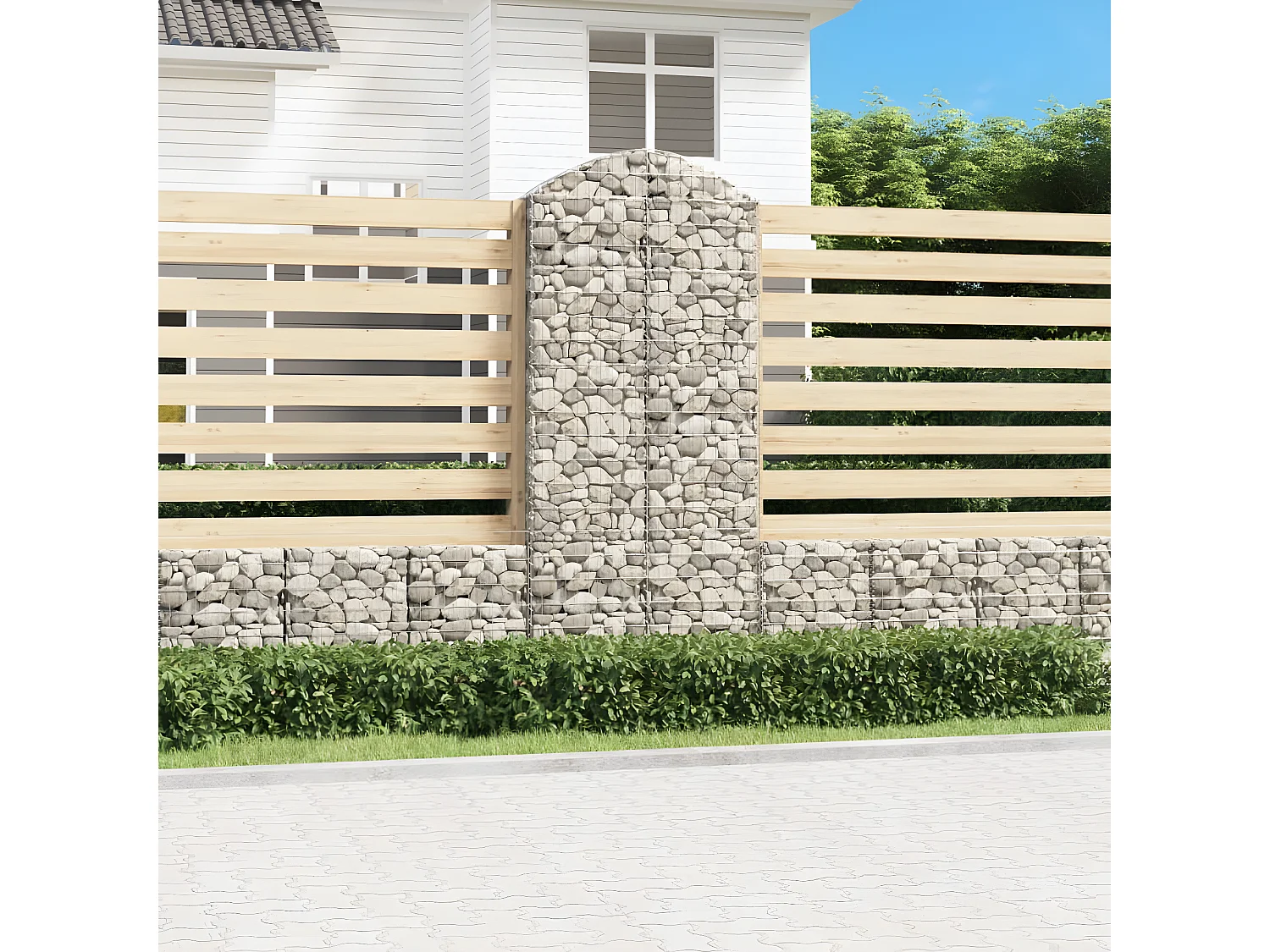 Panier de gabions arqué 100x30x220/240 cm Fer galvanisé