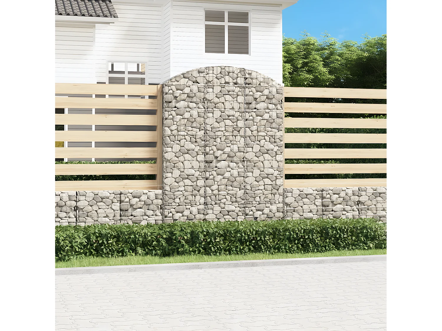 Panier de gabions arqué 150x30x200/220 cm Fer galvanisé