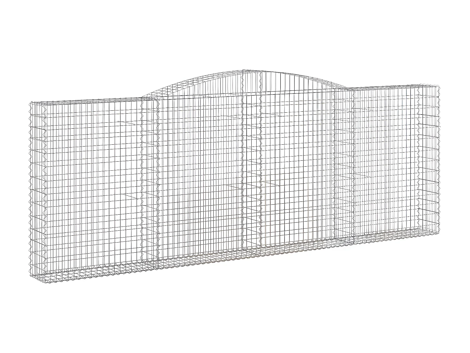 Cestos gabião arqueados 7peças 400x30x140/160cm ferro galvanizado