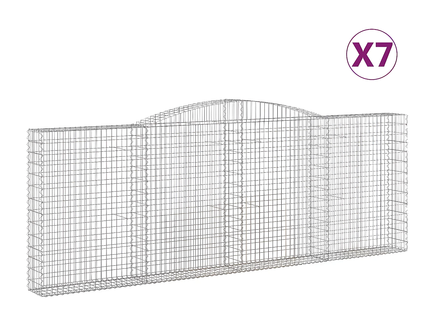 Paniers à gabions arqués 7 pièces 400x30x140/160 cm Fer galvanisé