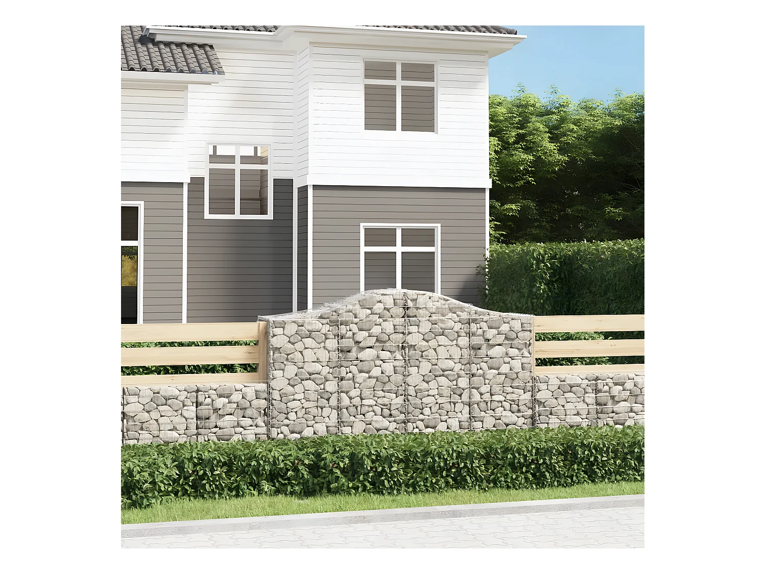 Paniers à gabions arqués 9 pièces 200x50x120/140 cm Fer galvanisé