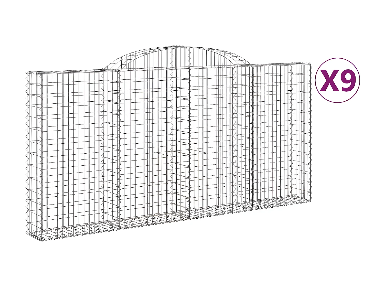 Cestos gabião arqueados 9peças 300x30x140/160cm ferro galvanizado