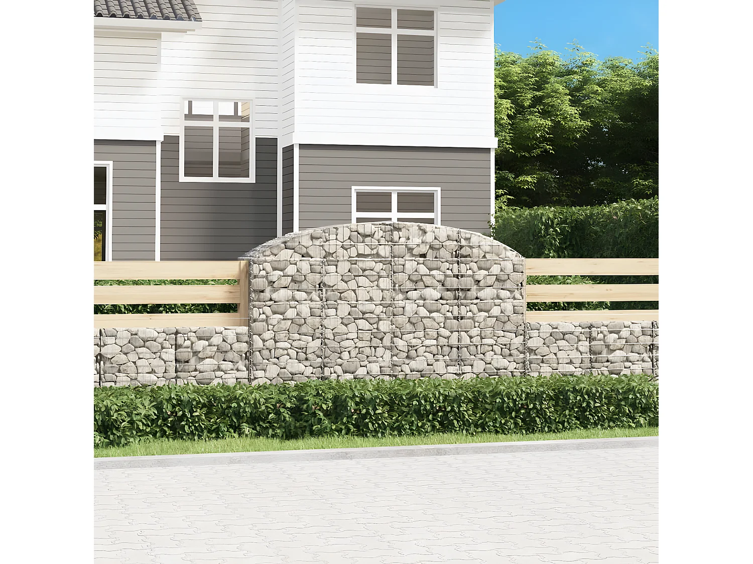 Panier de gabions arqué 200x50x120/140 cm Fer galvanisé