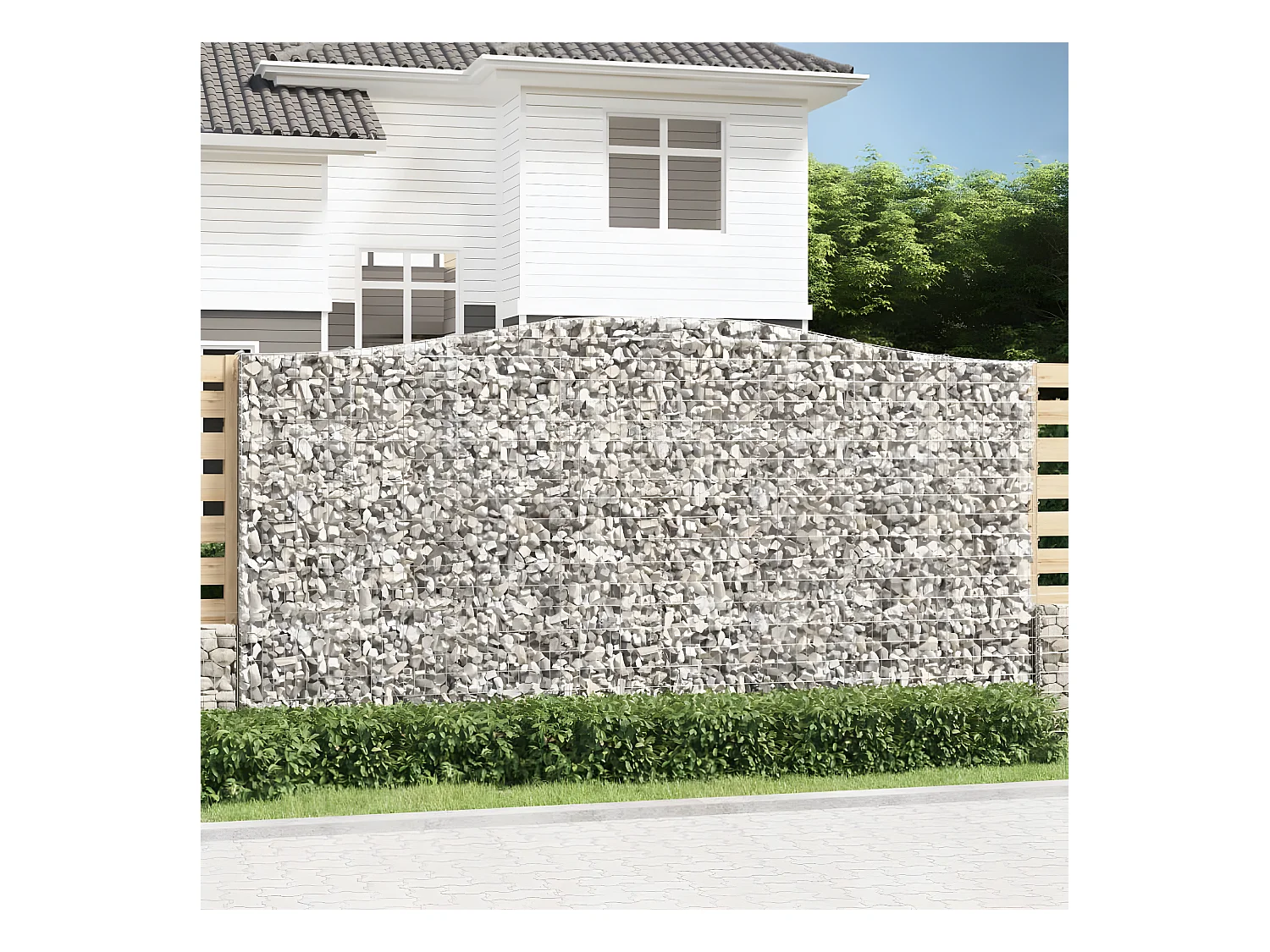 Panier de gabions arqué 400x30x200/220 cm Fer galvanisé