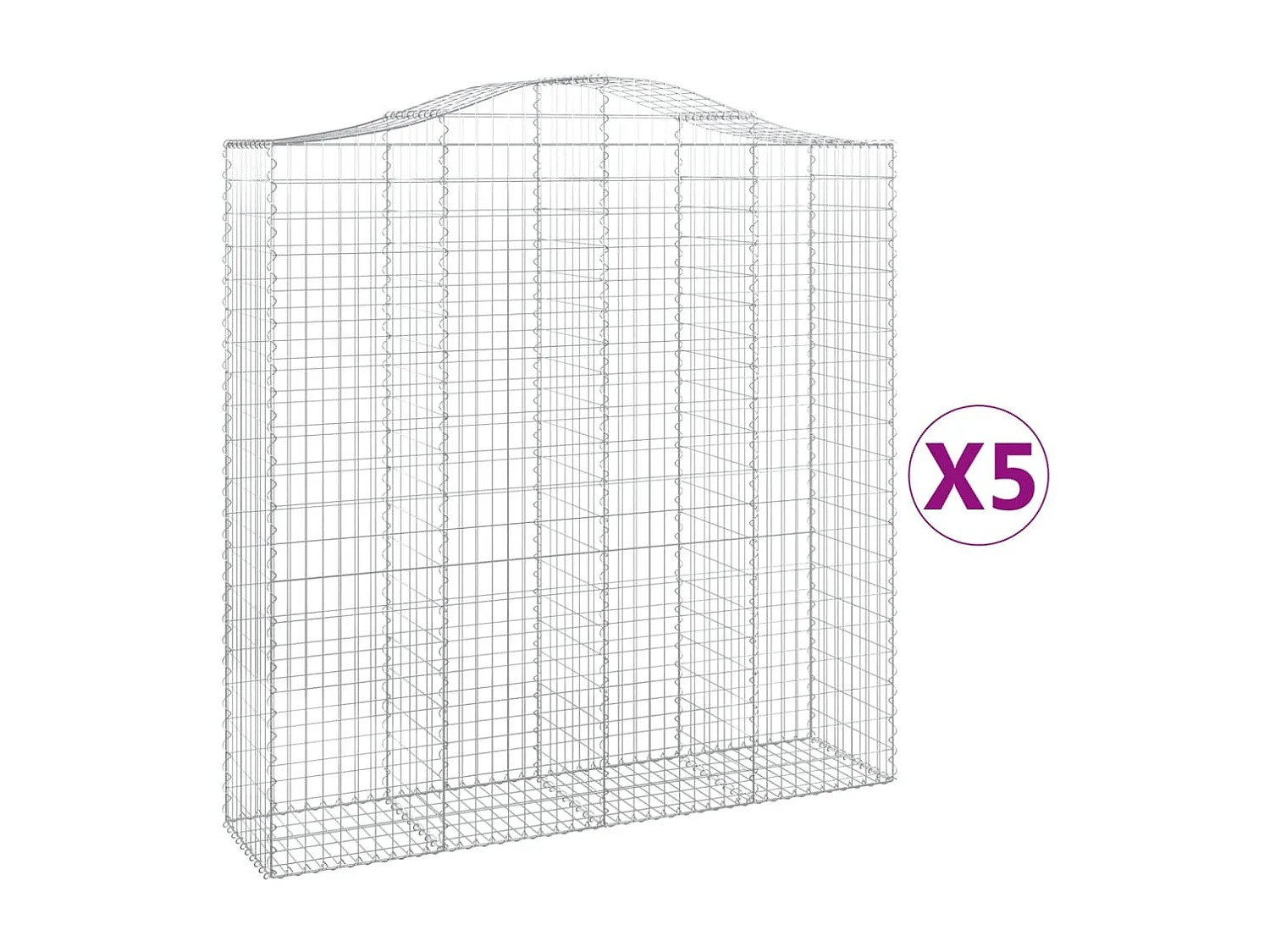 Paniers à gabions arqués 5 pièces 200x50x200/220 cm Fer galvanisé