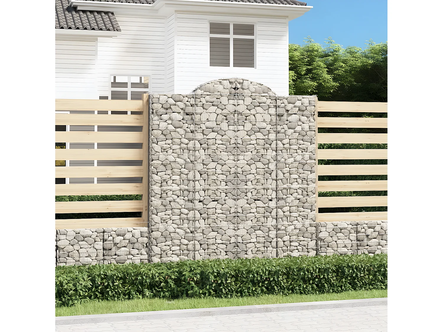 Panier de gabions arqué 200x30x220/240 cm Fer galvanisé