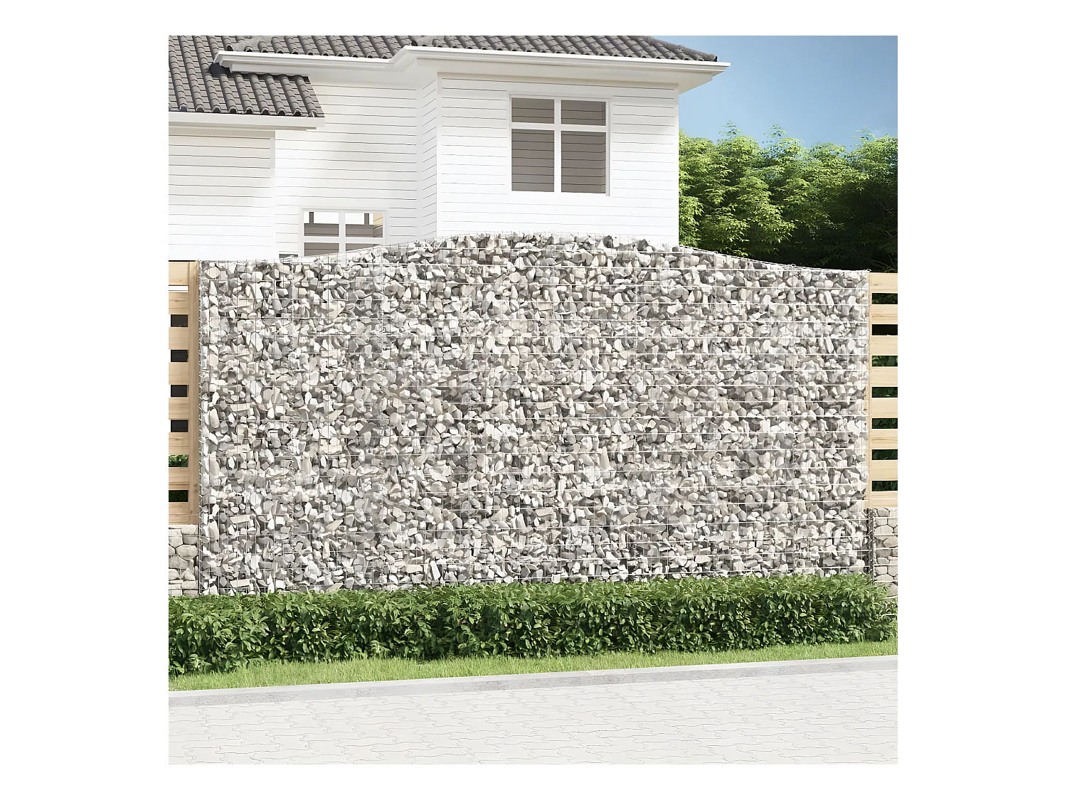 Panier de gabions arqué 400x30x220/240 cm Fer galvanisé
