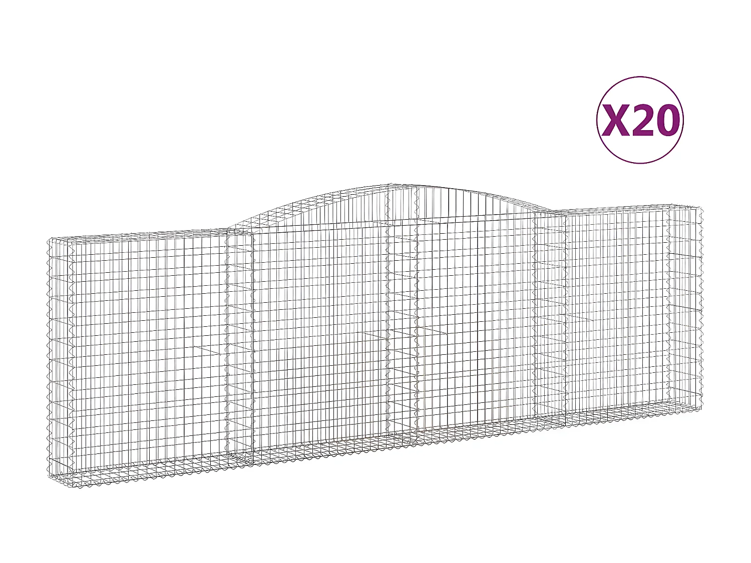 Paniers à gabions arqués 20 pièces 400x30x120/140 cm Fer galvanisé