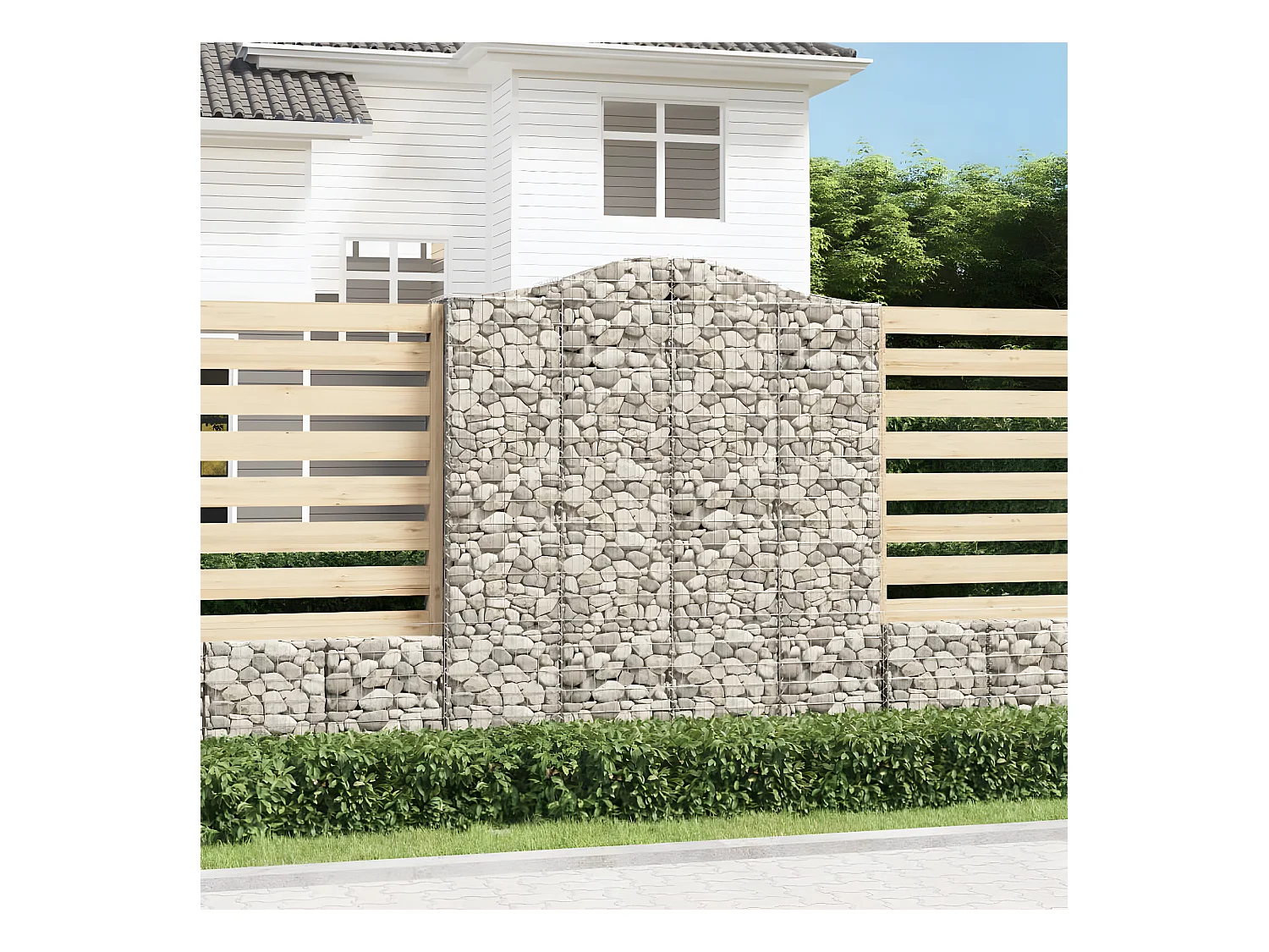 Schanskorven 2 st gewelfd 200x30x220/240 cm ijzer