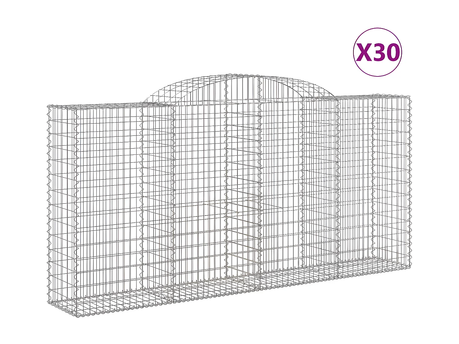 Paniers à gabions arqués 30 pièces 300x50x140/160 cm fer galvanisé