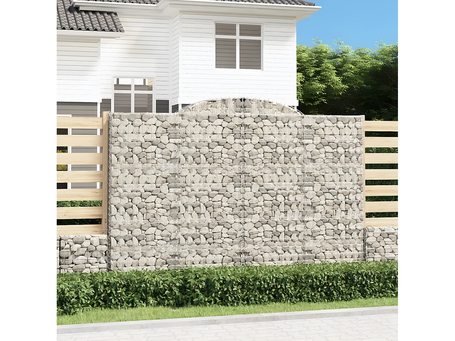 Paniers à gabions arqués 6 pièces 300x30x200/220 cm fer galvanisé