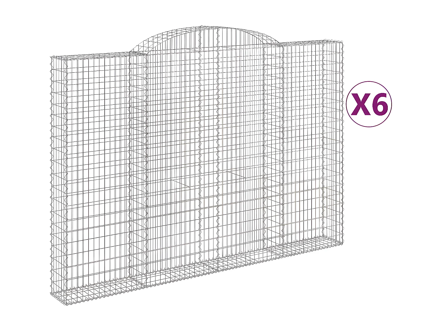 Paniers à gabions arqués 6 pièces 300x30x200/220 cm fer galvanisé