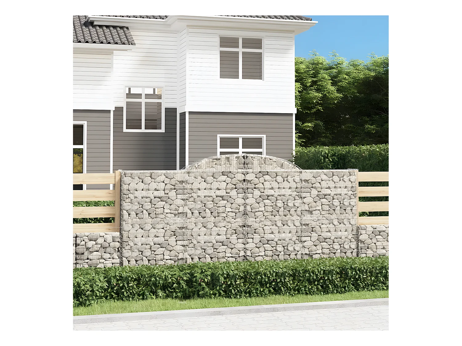 Panier de gabions arqué 300x30x140/160 cm Fer galvanisé