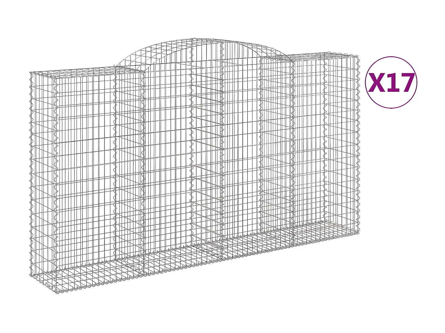 Cestos gabião arqueados 17 peças 300x50x160/180 ferro galvanizado